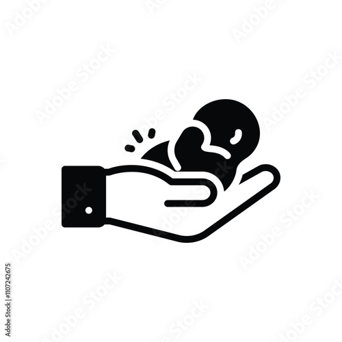 Black solid icon for caring