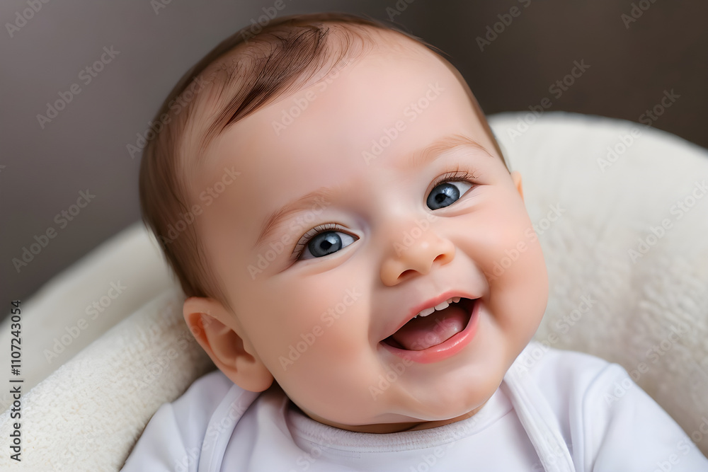 Adorable baby smiling and showing happiness, close up portrait Adorable baby smiling and showing happiness, close up portrait
