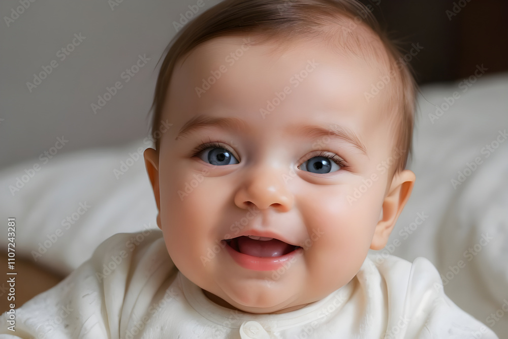 Adorable baby smiling and showing happiness, portrait of cheerful infant Adorable baby smiling and showing happiness, portrait of cheerful infant