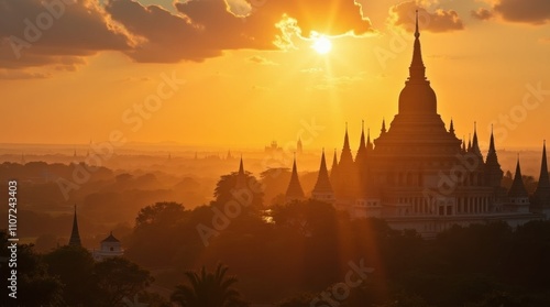 Golden Temple in Myanmar photo