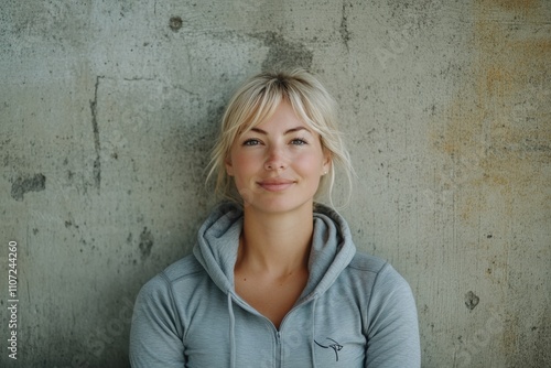 Daily Workout. Portrait of Attractive Blond Woman in Fitness Attire Relaxing After Workout