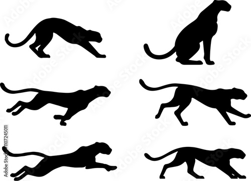 set of cheetah silhouette