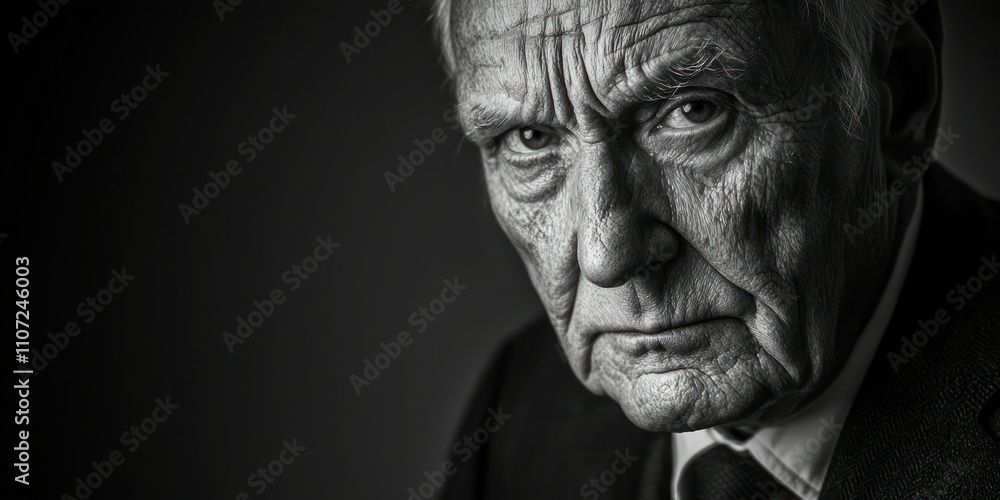 A classic black-and-white male portrait of an older gentleman in a suit, exuding wisdom and sophistication A classic black-and-white male portrait of an older gentleman in a suit, exuding wisdom and sophistication