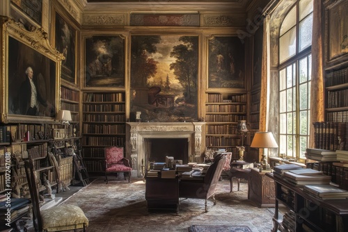 Wallpaper Mural Elegant library interior with vintage decor Torontodigital.ca