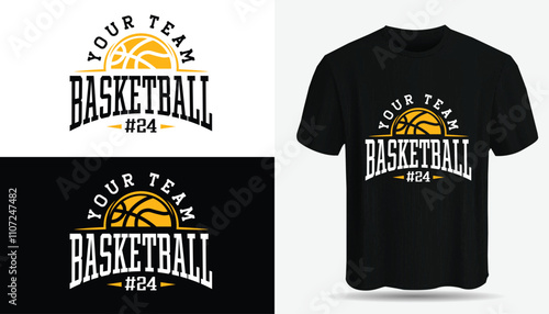 Basketball Sports t-shirt design. Basketball typography, t-shirt graphics, Basketball T shirt design vector illustration.