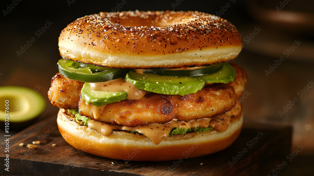 Innovatively Delicious Mashup Doughnut Burger with Grilled Chicken and Creamy Ranch Dressing Innovatively Delicious Mashup Doughnut Burger with Grilled Chicken and Creamy Ranch Dressing