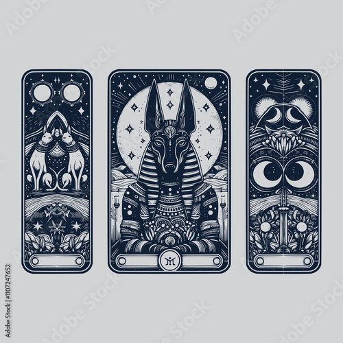 artistic anubis ouija tarot playing card artwork