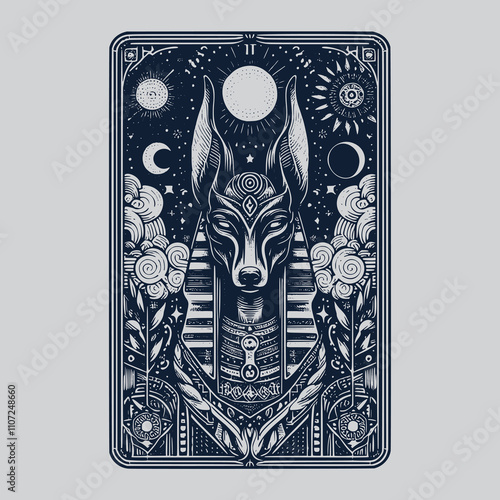 anubis tarot tattoo with intricate details