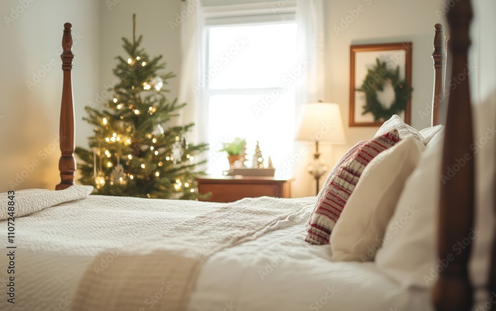100. Bright Guest Room A festive, inviting guest room with a small Christmas tree and subtle holiday decor 100. Bright Guest Room A festive, inviting guest room with a small Christmas tree and subtle holiday decor