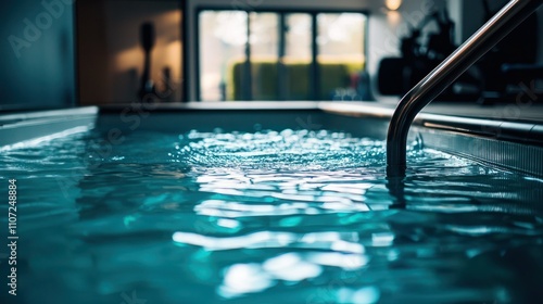 A cold plunge pool in a gym recovery area, promoting muscle recovery after workouts.