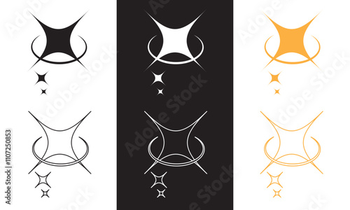 Sparkle Icon. Stars Icon Vector. Sparkling Star Shapes. Twinkling Stars. abstract shining flash symbols, glowing light effect.  isolated on white and black background.  Vector illustration. EPS 10