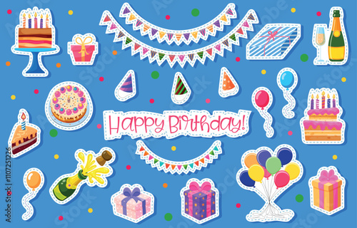Birthday Stickers Set