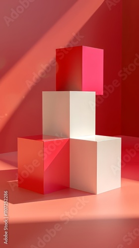 3d geometric cube podium for product placement