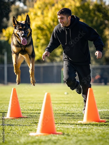 German Shepherd Dog Training in Action; Agility and Obedience Skills on Display photo