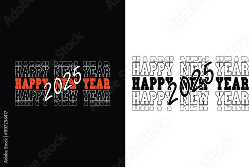 Happy new year t-shirt design,poster,banner,social media post etc photo