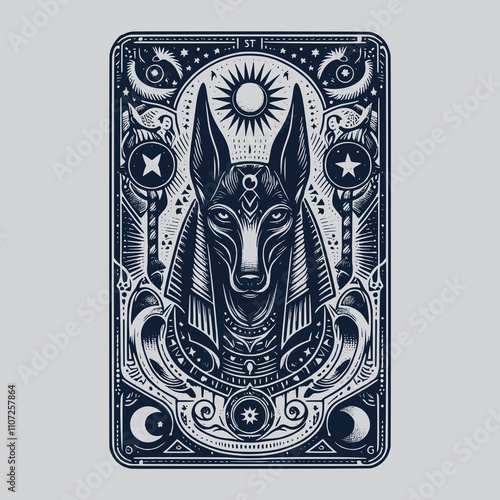 dark anubis ouija tarot playing card tattoo