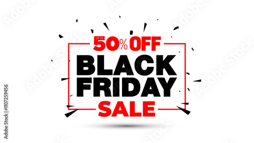 Black friday sale 50% off, offer deal discount concept. Vector illustration