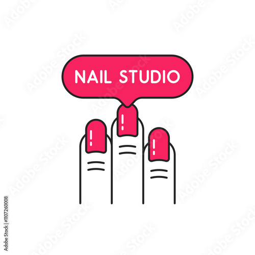 abstract linear nail studio icon for beauty salon