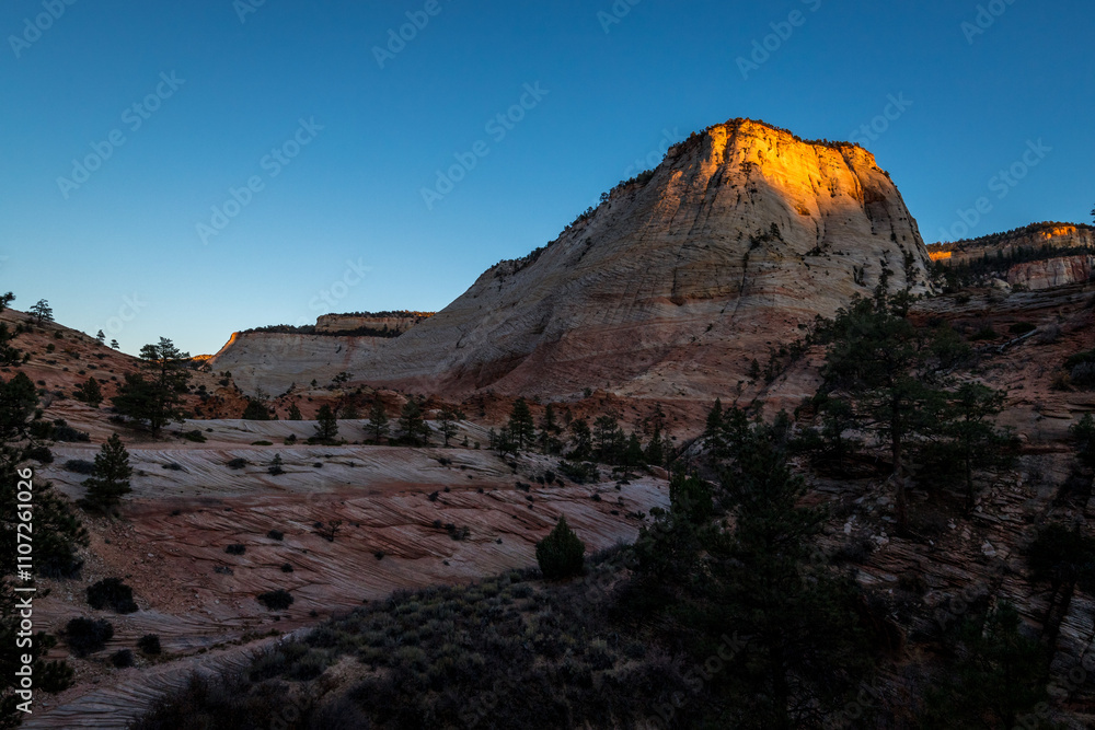 Majestic sunset over Zion National Park roads
