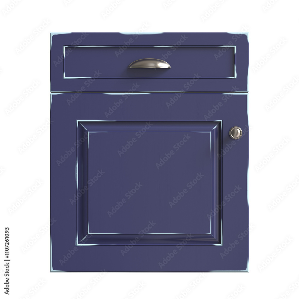 3d render of aged blue kitchen facade, doors for kitchen cabinets 3D rendering , front view 3d render of aged blue kitchen facade, doors for kitchen cabinets 3D rendering , front view
