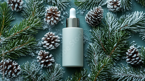 Winter Cosmetics on a Snowy Background