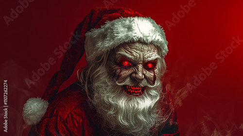 portrait of a bloody evil zombie christmas santa clause realistic