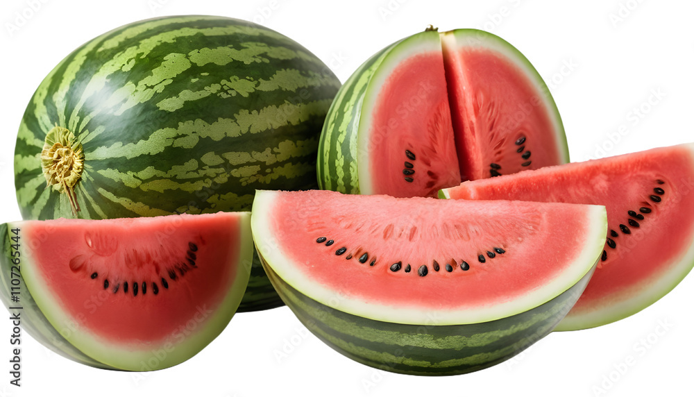 watermelon and slice on white background watermelon and slice on white background