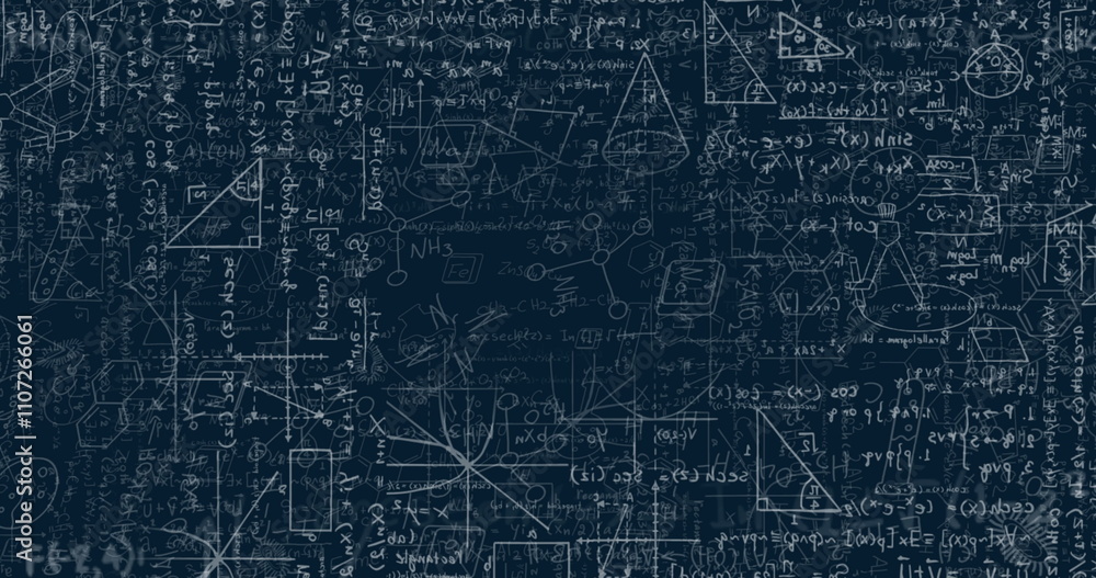 Fototapeta premium Image of mathematical data processing over dark background