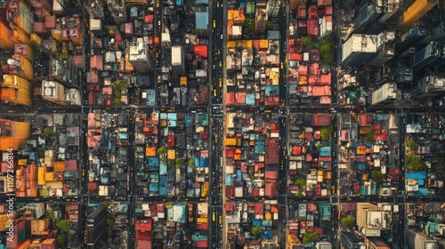 Wallpaper Mural Aerial view of a dense, colorful cityscape. Torontodigital.ca