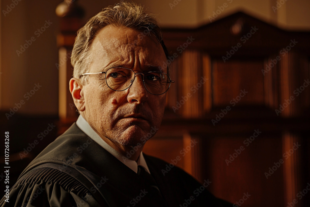 Generative AI Portrait of a Confident Lawyer or Judge in Courtroom, Poised for Justice and Leadership Generative AI Portrait of a Confident Lawyer or Judge in Courtroom, Poised for Justice and Leadership