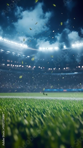 Captivating motion flying grass vibrant stadium landscape picture