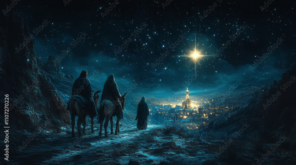 Fototapeta premium a couple of people riding horses in a dark city