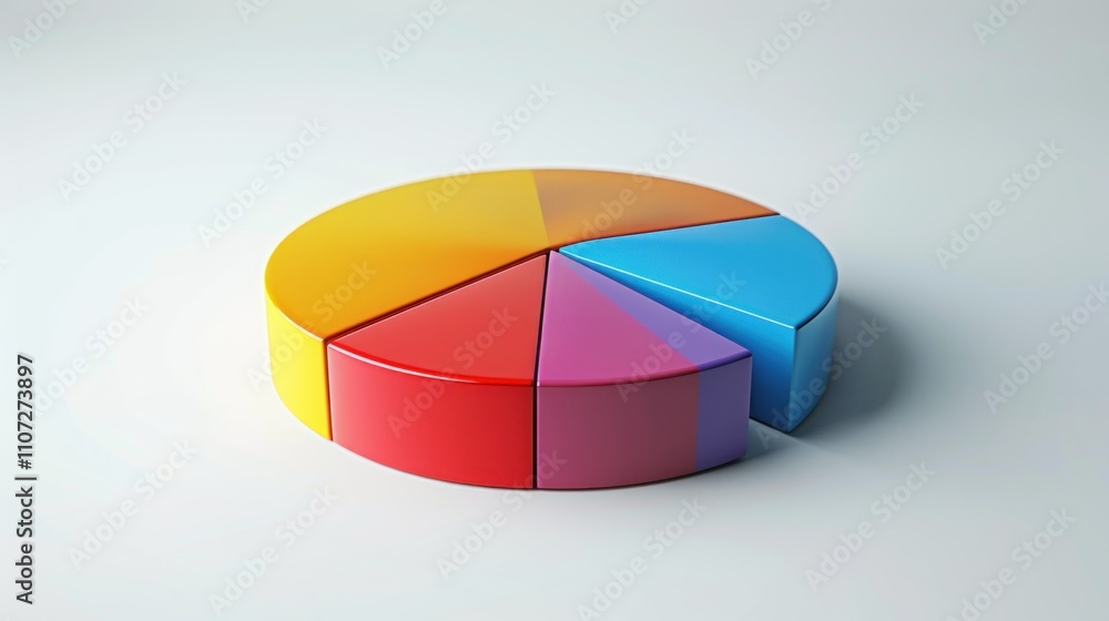 Obraz premium A colorful pie chart model representing data segments in a 3D design.