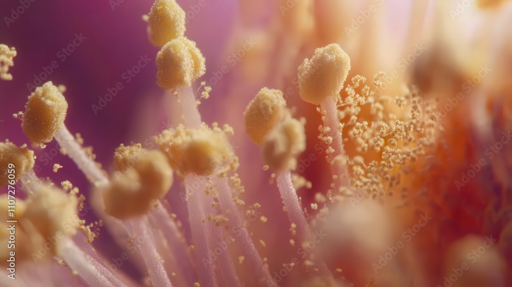 A crystal-clear 4K close-up of flower stamens, with the fine, delicate filaments captured in high detail. A crystal-clear 4K close-up of flower stamens, with the fine, delicate filaments captured in high detail.