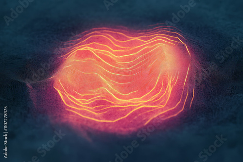 a red and yellow light in the middle of a black background