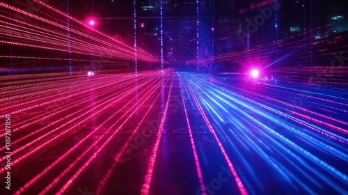 Wallpaper Mural Abstract vibrant light streaks converging on dark floor. Torontodigital.ca