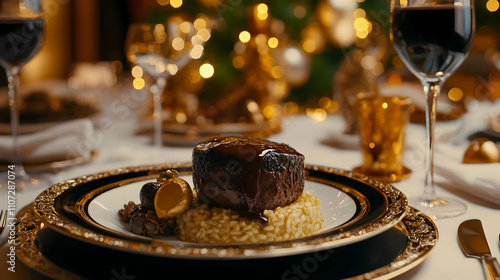 A Luxurious Christmas Dinner: Beef Steak with Risotto