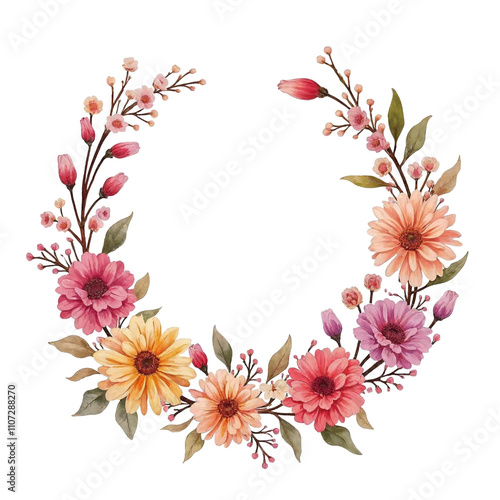 Beautiful flowers frame with transparent and high-quality background