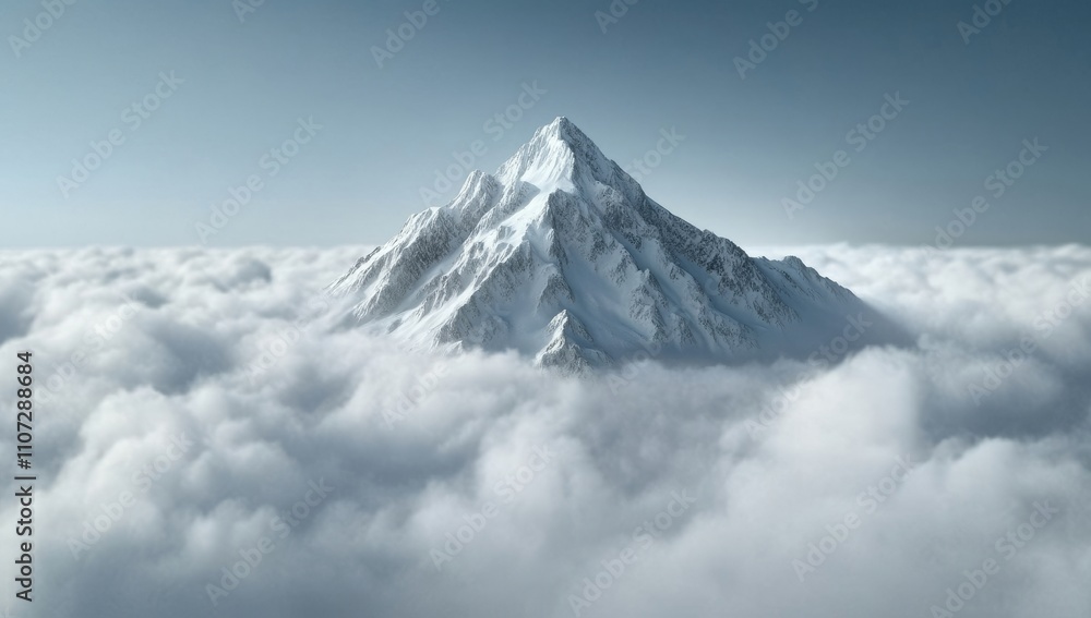 Photorealistic snow-covered Mount Everest with blue sky and cinematic lighting Photorealistic snow-covered Mount Everest with blue sky and cinematic lighting