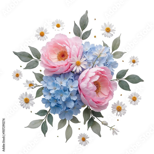 Beautiful bouquets and flowers with transparent and high-quality background