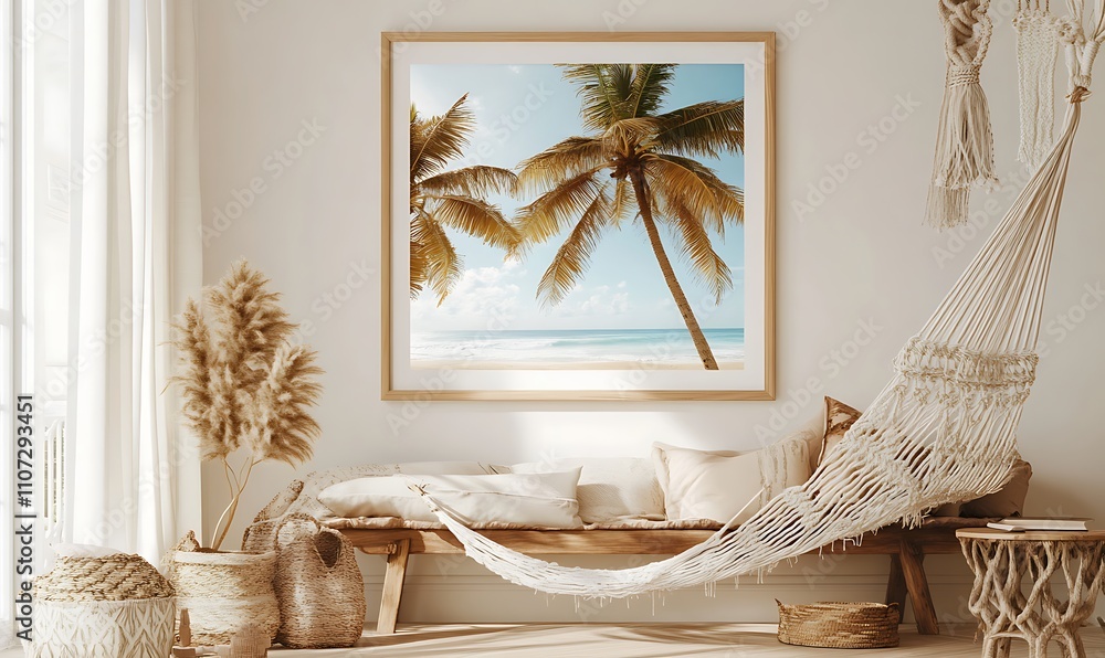Coastal Living Room Decor With Palm Tree Art Coastal Living Room Decor With Palm Tree Art
