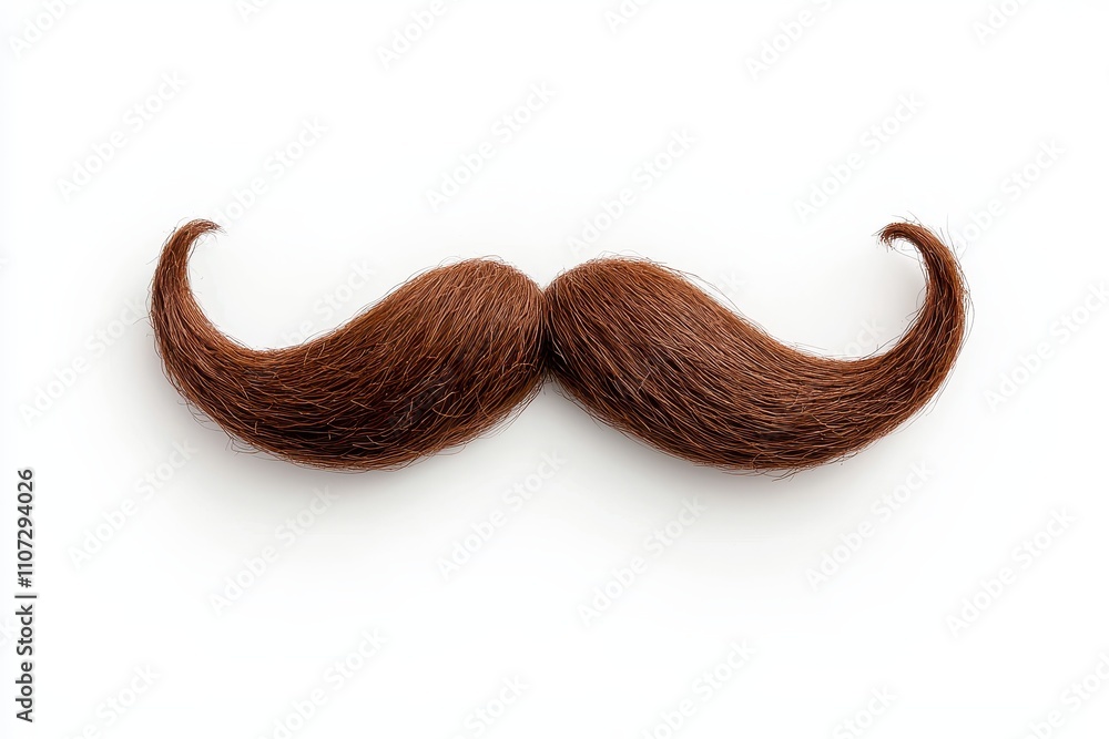 Stylish and Unique Brown Mustache Displayed Against a Clean White Background for Creative Illustration