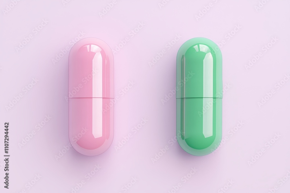 Colorful Pill Capsules on a Soft Pink Background Representing Health and Wellness Products