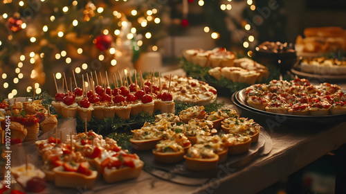 Fototapeta Naklejka Na Ścianę i Meble -  A Christmas Feast: Delicious Appetizers & Festive Food Photography