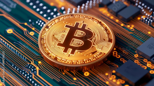 Wallpaper Mural Digital cryptocurrency symbol illuminated by technology, representing the future of finance and blockchain innovation Torontodigital.ca