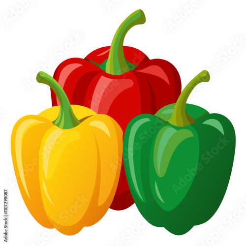 red sweet pepper Capsicum With Vector