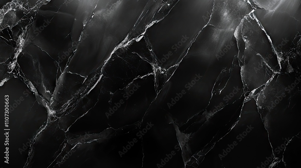 Elegant black marble surface with striking white veining patterns. Elegant black marble surface with striking white veining patterns.