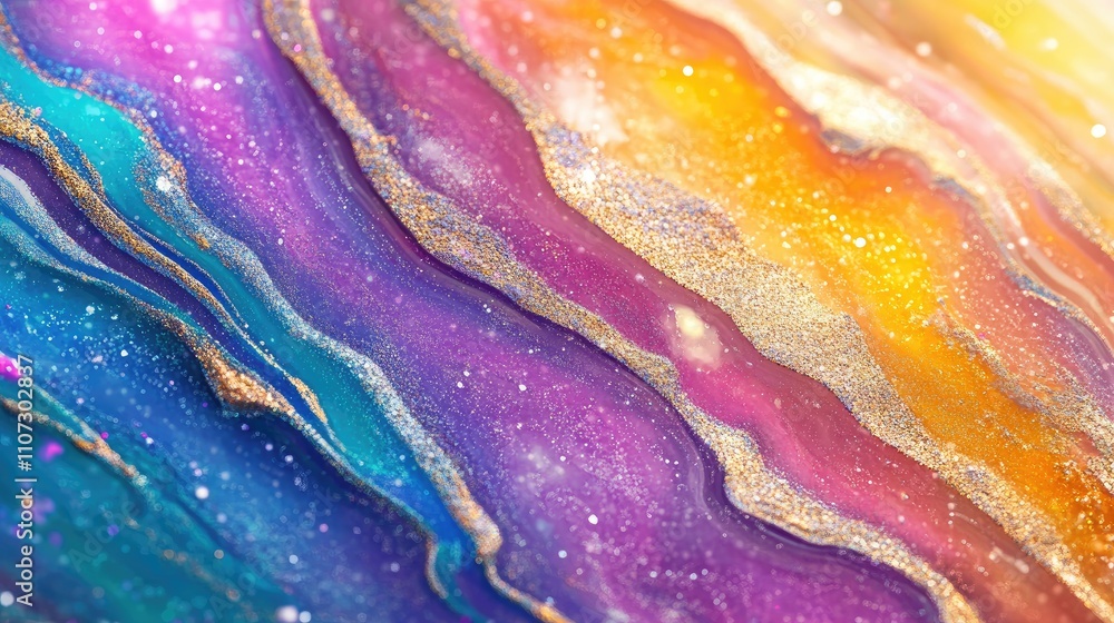 Obraz premium Vibrant abstract painting with swirling colors and shimmering texture.