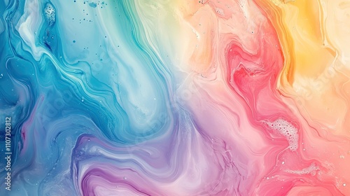 Wallpaper Mural Abstract fluid art with vibrant swirls of blue, pink, and yellow hues. Torontodigital.ca