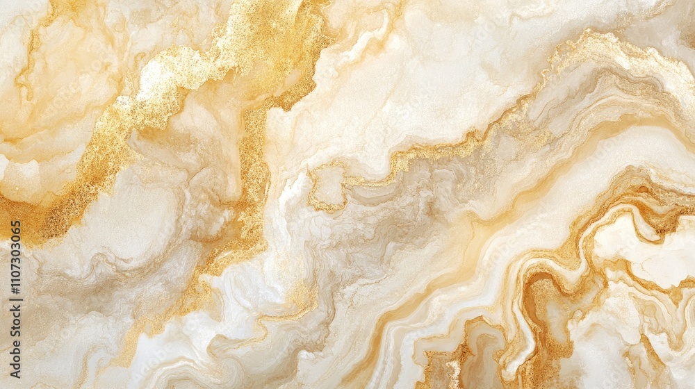 Abstract marble texture with golden swirls and creamy white layers, evoking luxury and elegance. Abstract marble texture with golden swirls and creamy white layers, evoking luxury and elegance.